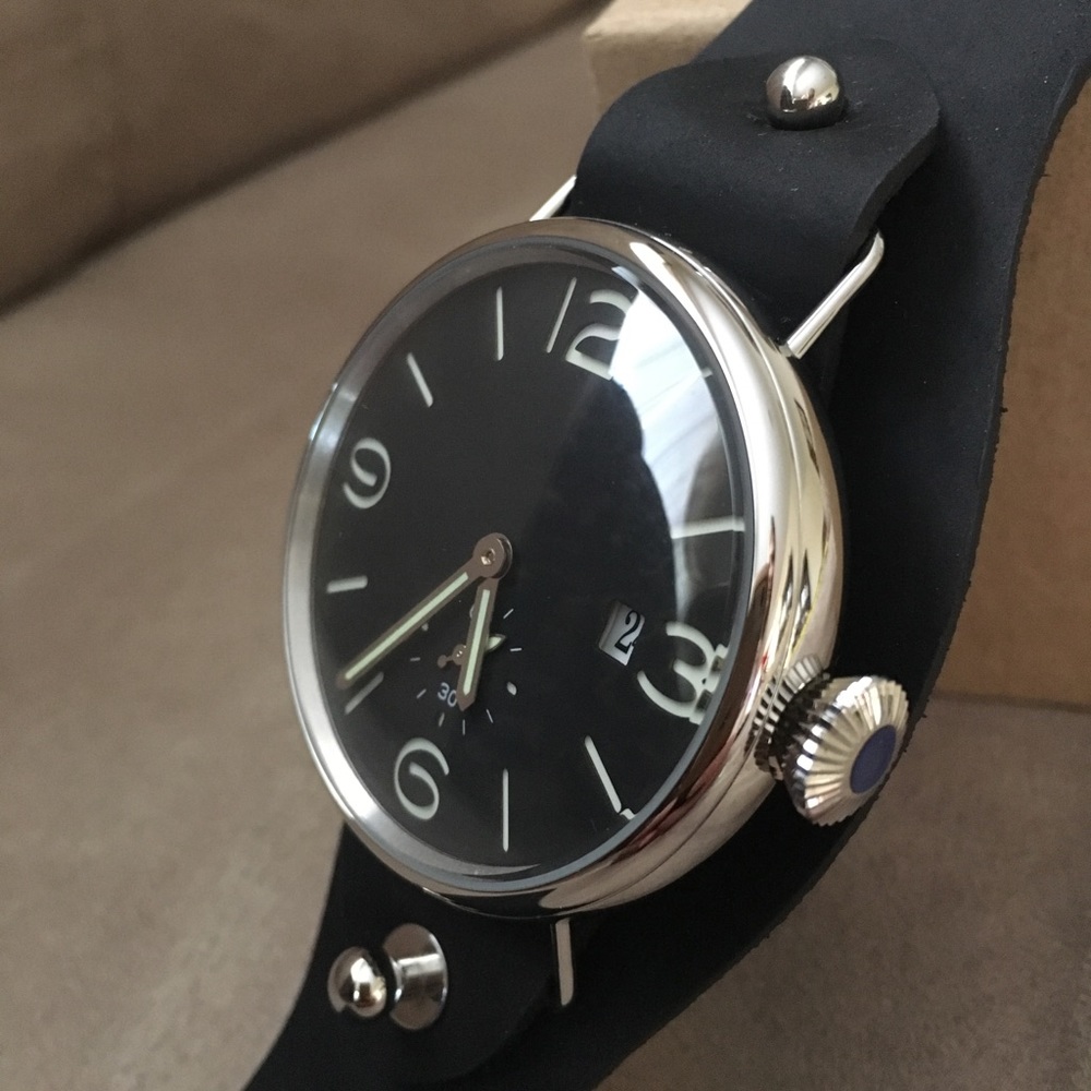 NEW - Men’s Black Leather Cuff Watch